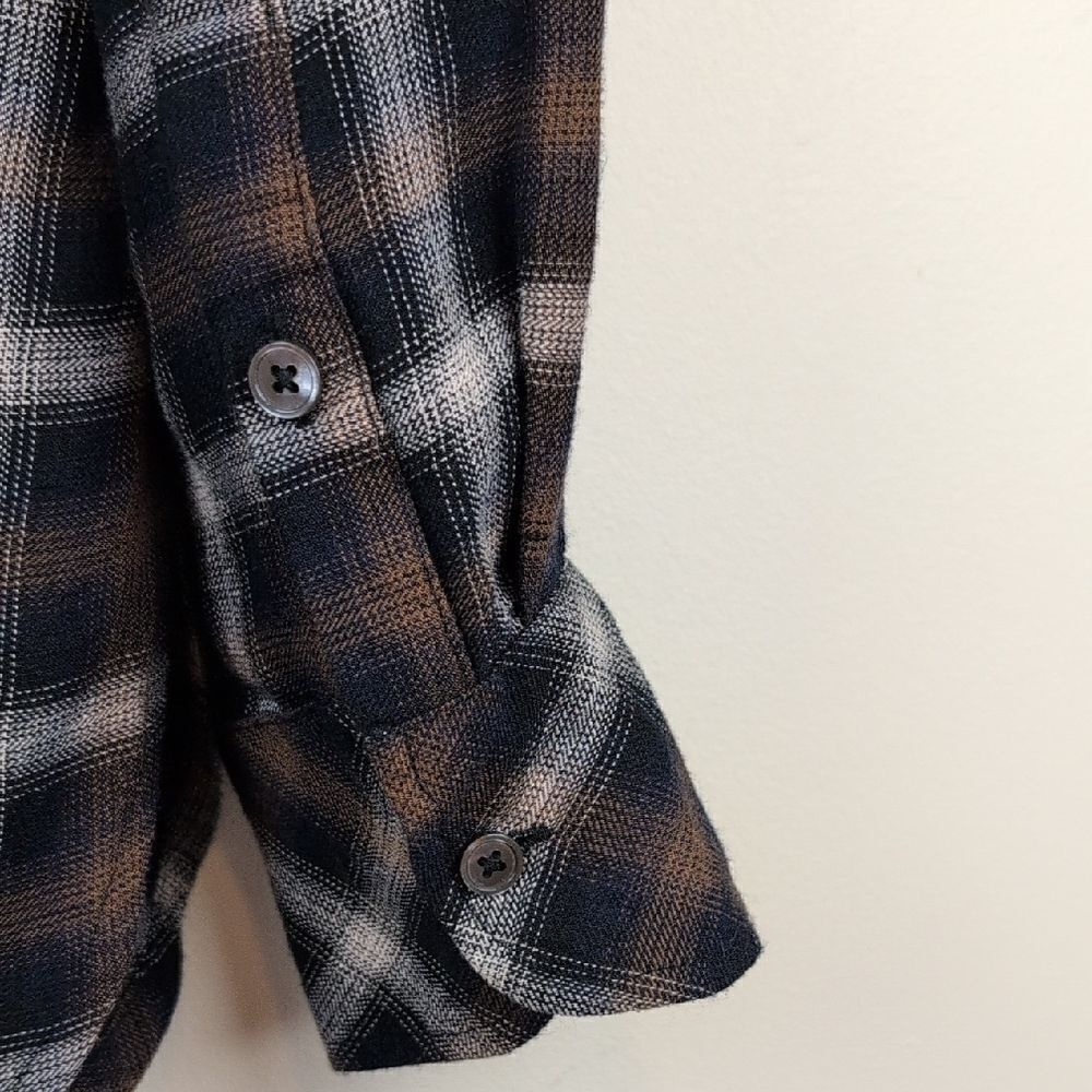 Peruvian Connection Ruffled Button Front Plaid Shirt Top Size M - Picture 7 of 8